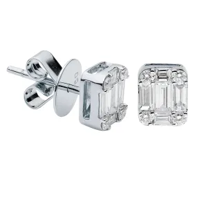 Baguette Diamond Cluster Stud Earrings