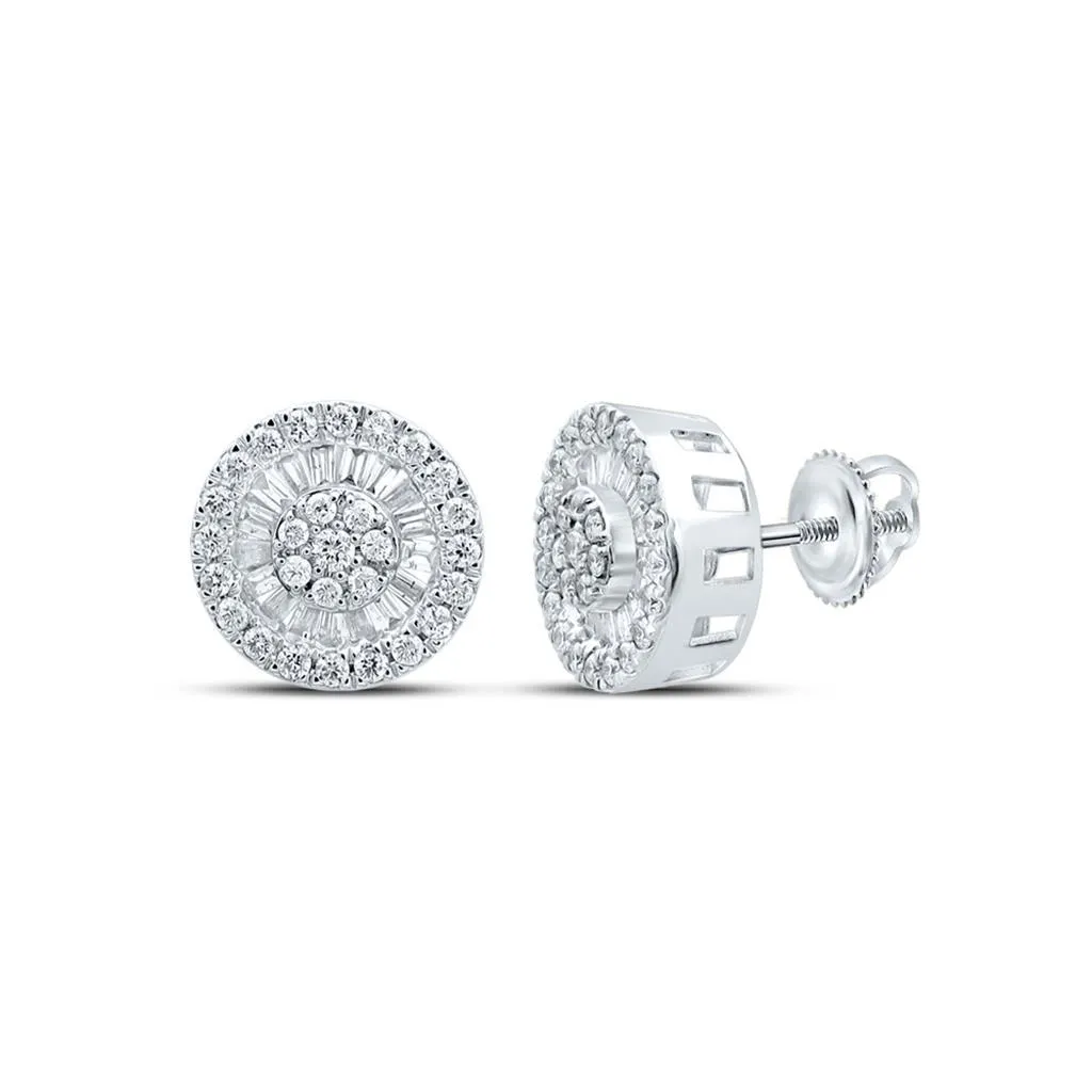 Baguette Radiant Cluster Diamond Earrings 10K Gold