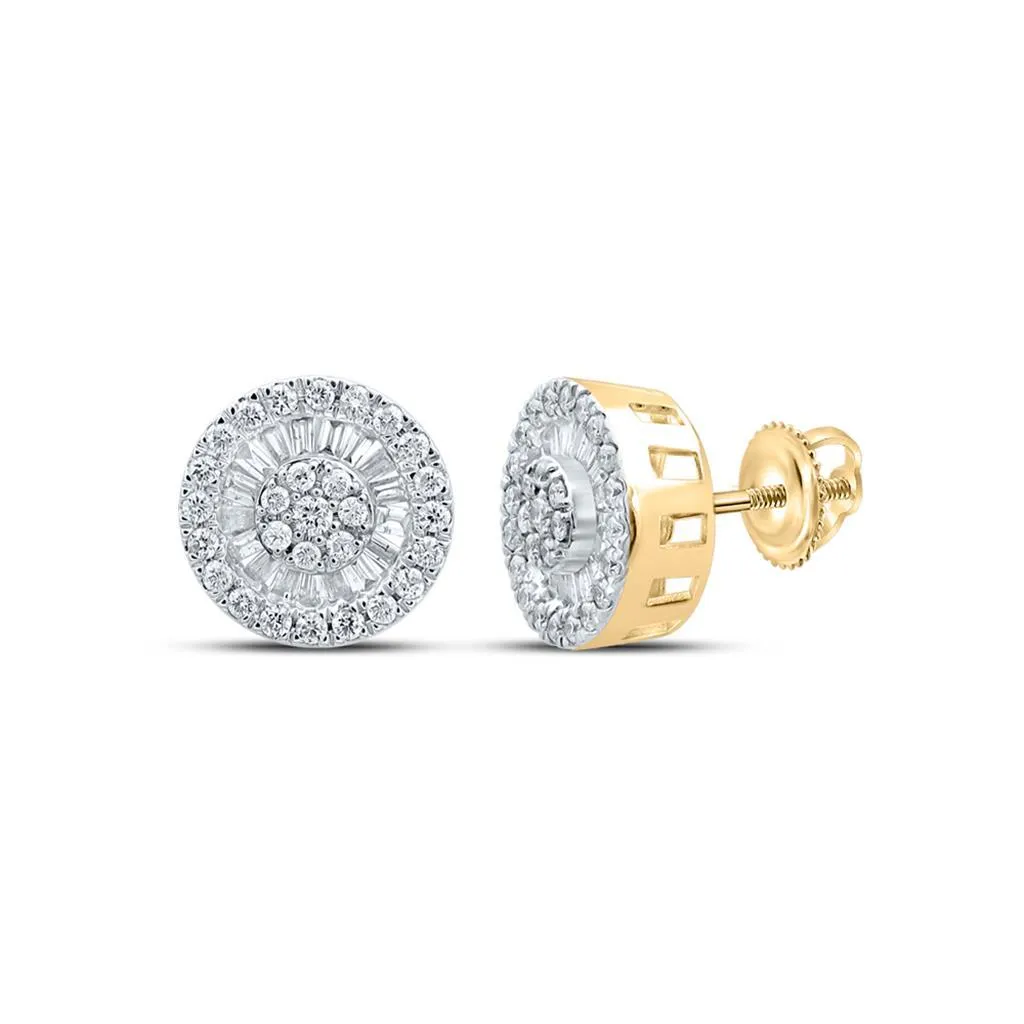 Baguette Radiant Cluster Diamond Earrings 10K Gold