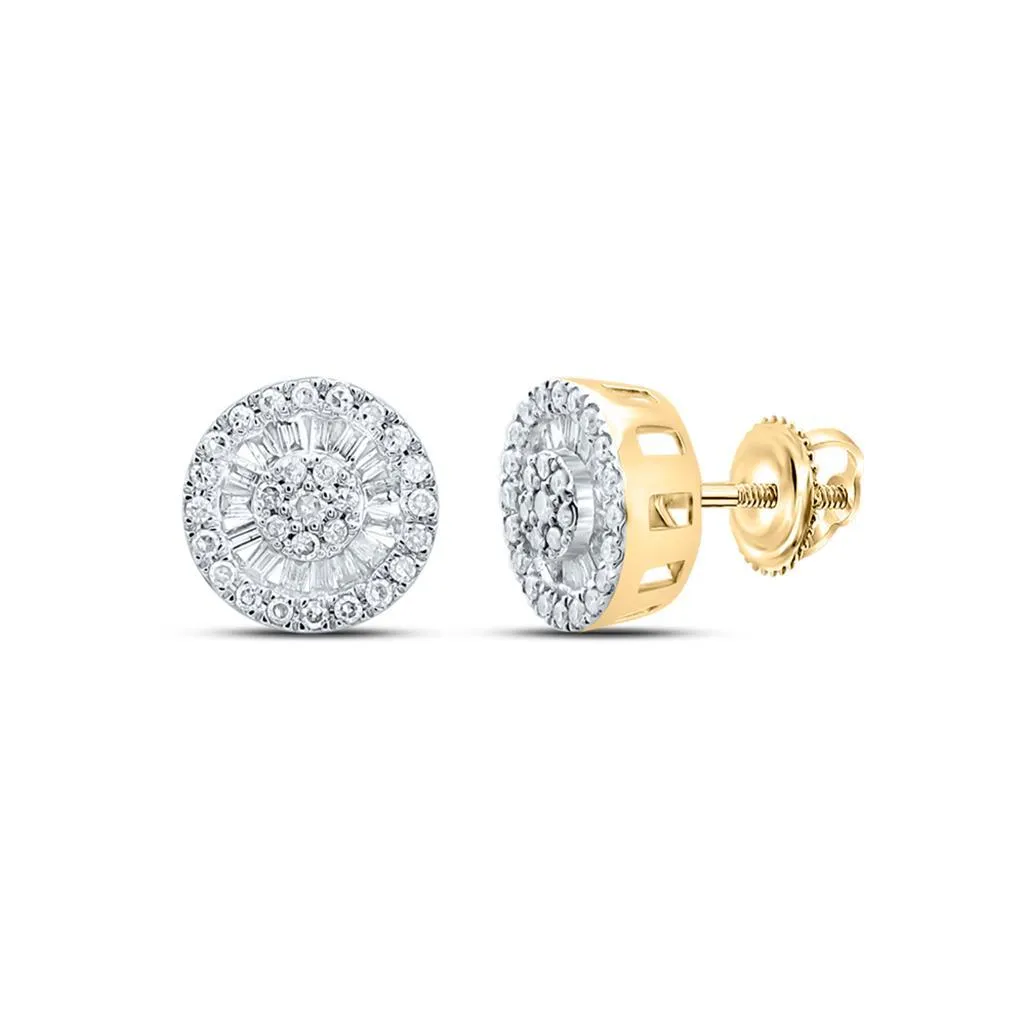 Baguette Radiant Cluster Diamond Earrings 10K Gold