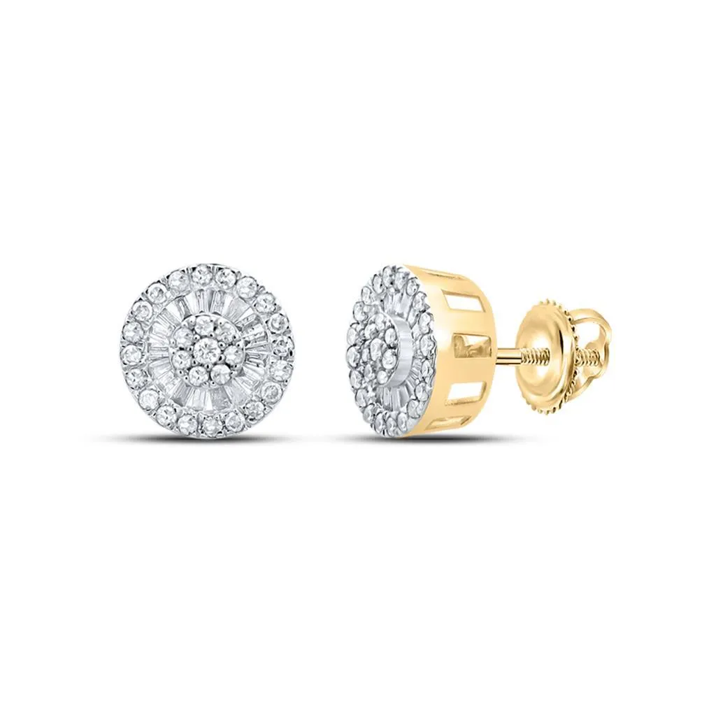 Baguette Radiant Cluster Diamond Earrings 10K Gold