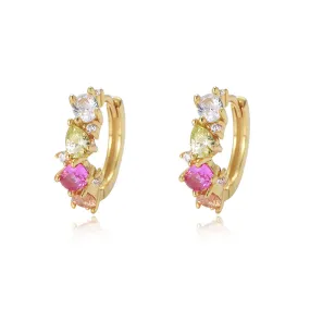 Beading Colourful Zircon Silver Hoop Earrings for Women