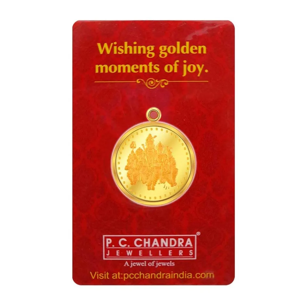 Beautiful 24k, 10 Gm God Embedded Gold Coin Pendant