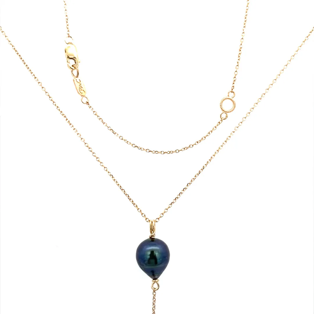 Beeghly & Co. Yellow Gold Lariat Tahitian Baroque Pearl Necklace