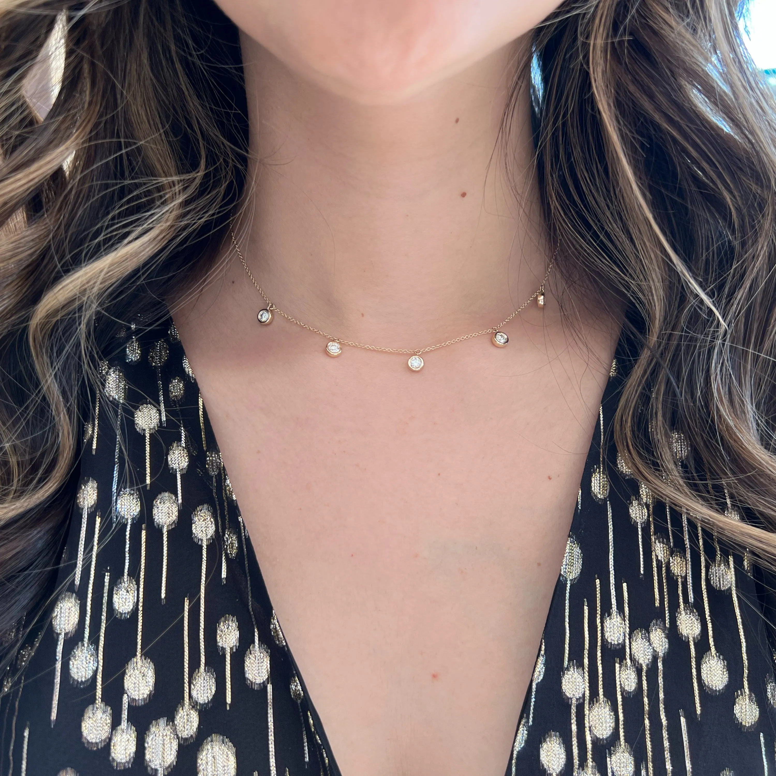 Bezel-Set Diamond Drip Necklace