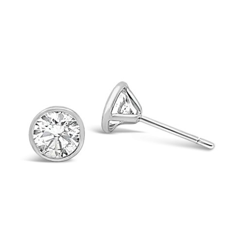 Bezel set Diamond Stud Earrings