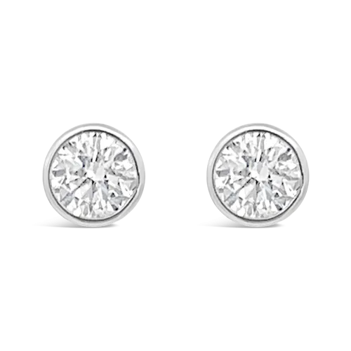 Bezel set Diamond Stud Earrings