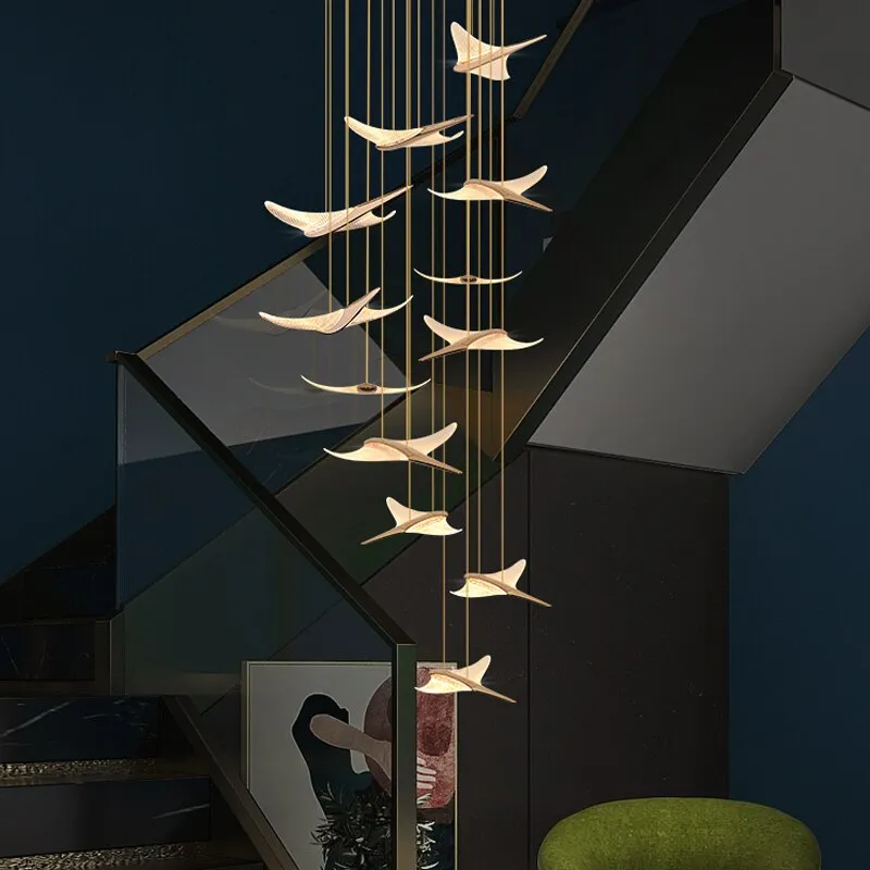 Bird-Shaped Staircase Chandelier Luxury Villa Modern Designer Kitchen Living Room Lamp Large Hall Long Line Penthouse Chandelier