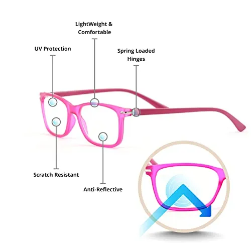 Blue-Light-Blocking-Reading-Glasses-Hot-Pink-Zero-Magnification-Computer-Glasses