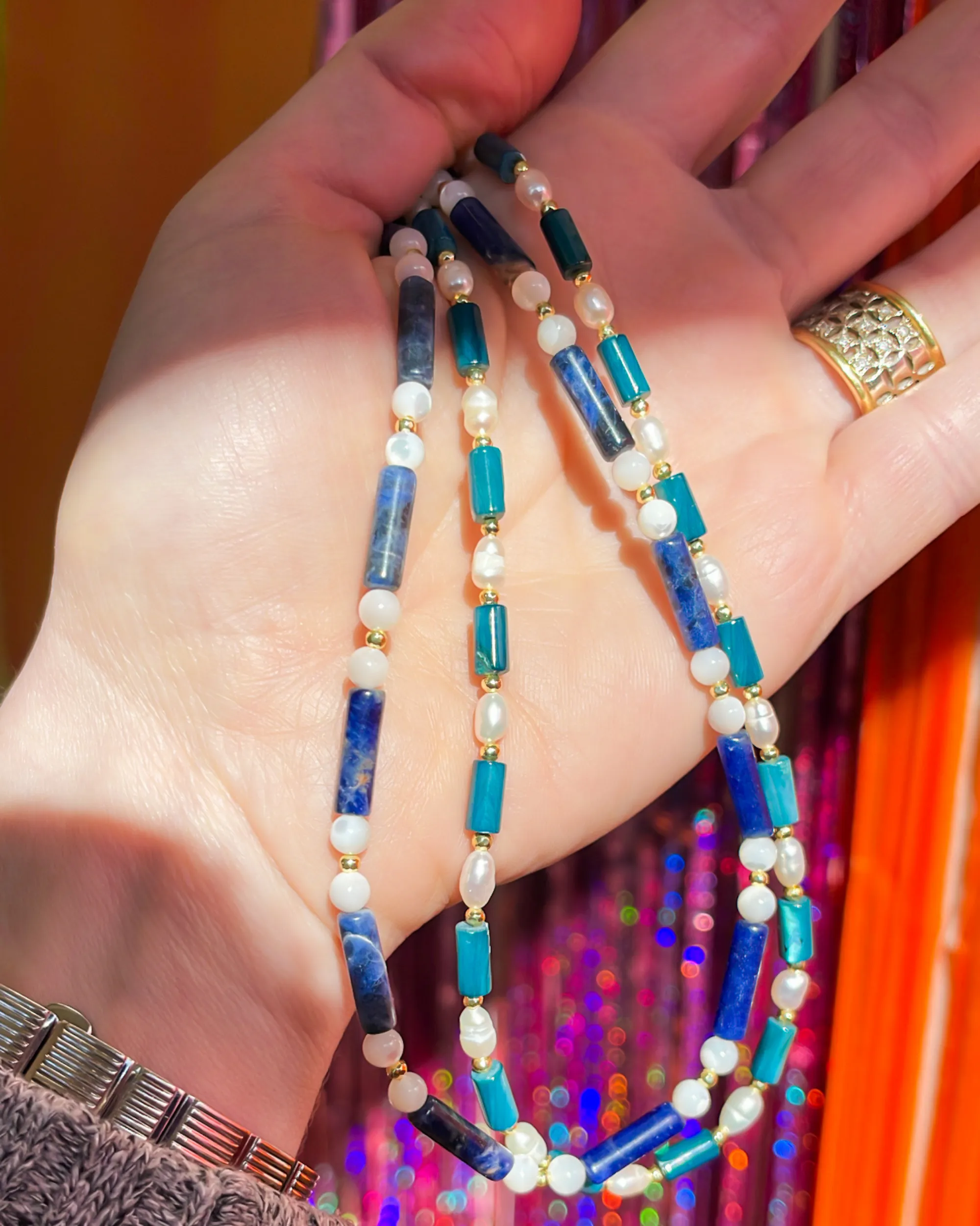 Blue Shell Pearl Necklace