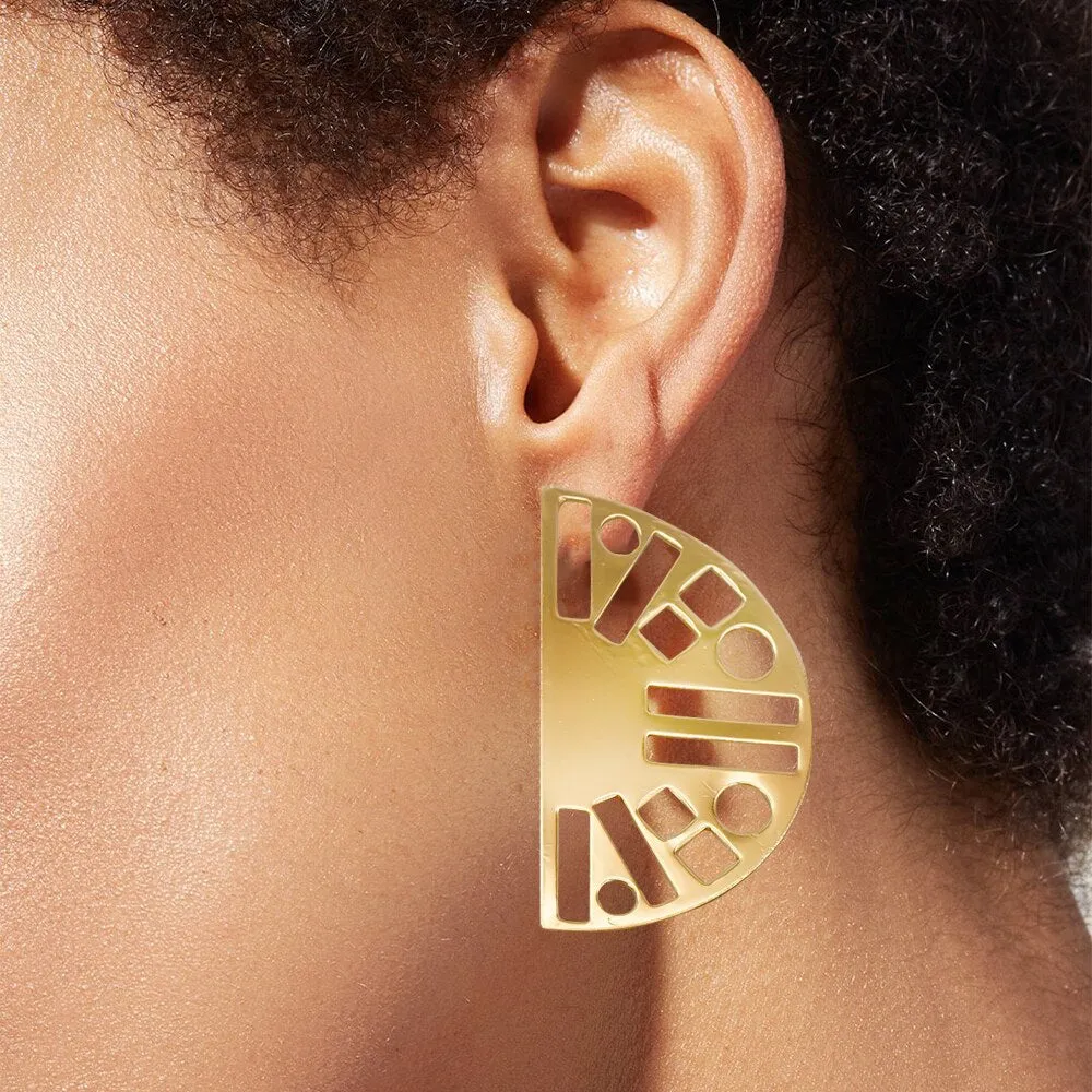 Bold Geometric Pendant Dangle Earrings