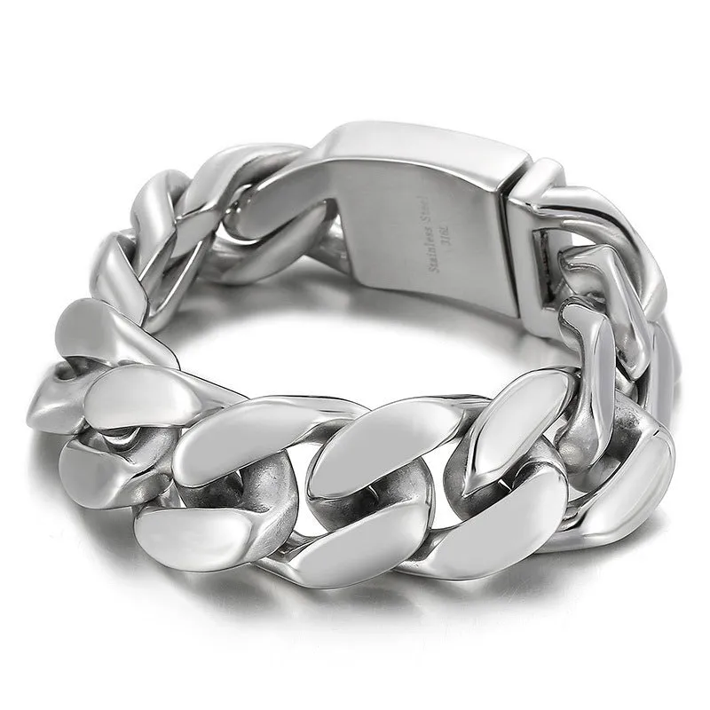 Bold Trendy Men's Titanium Steel Multi-Faceted Polished Bracelet