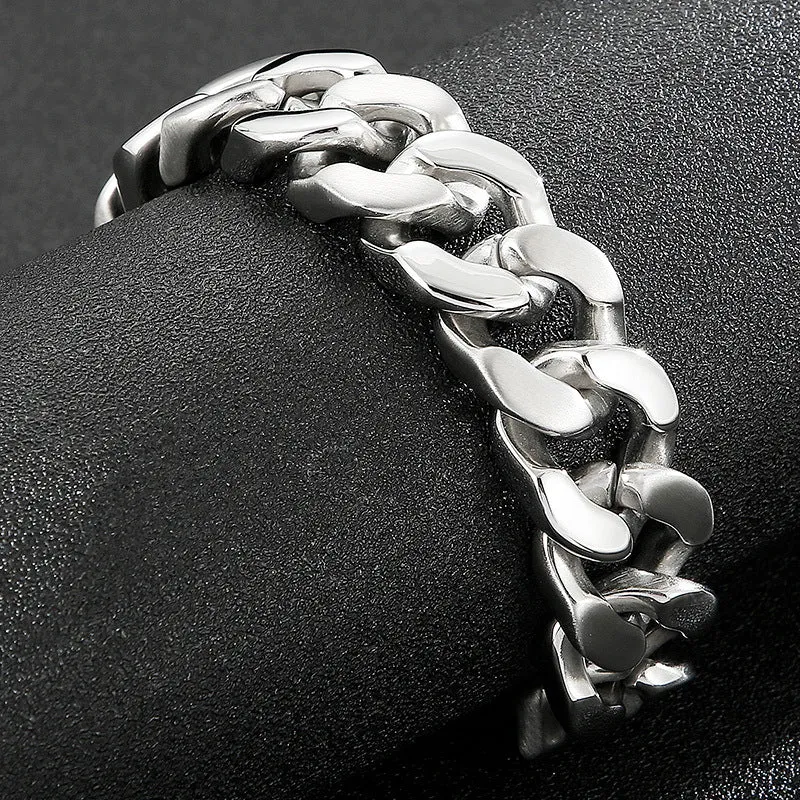 Bold Trendy Men's Titanium Steel Multi-Faceted Polished Bracelet