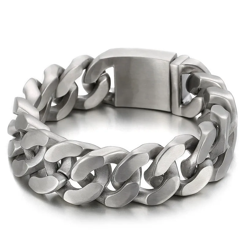 Bold Trendy Men's Titanium Steel Multi-Faceted Polished Bracelet