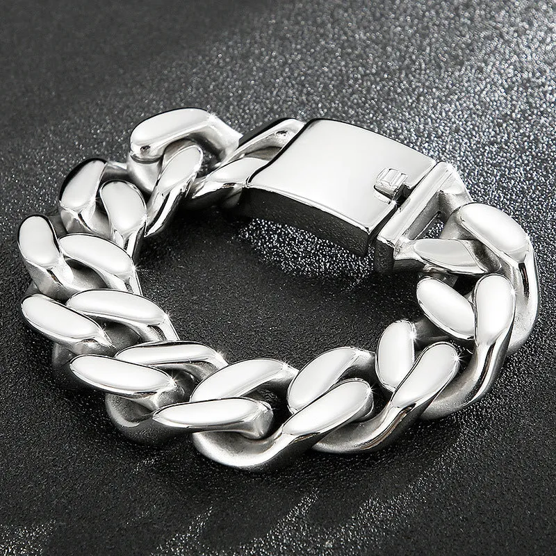 Bold Trendy Men's Titanium Steel Multi-Faceted Polished Bracelet