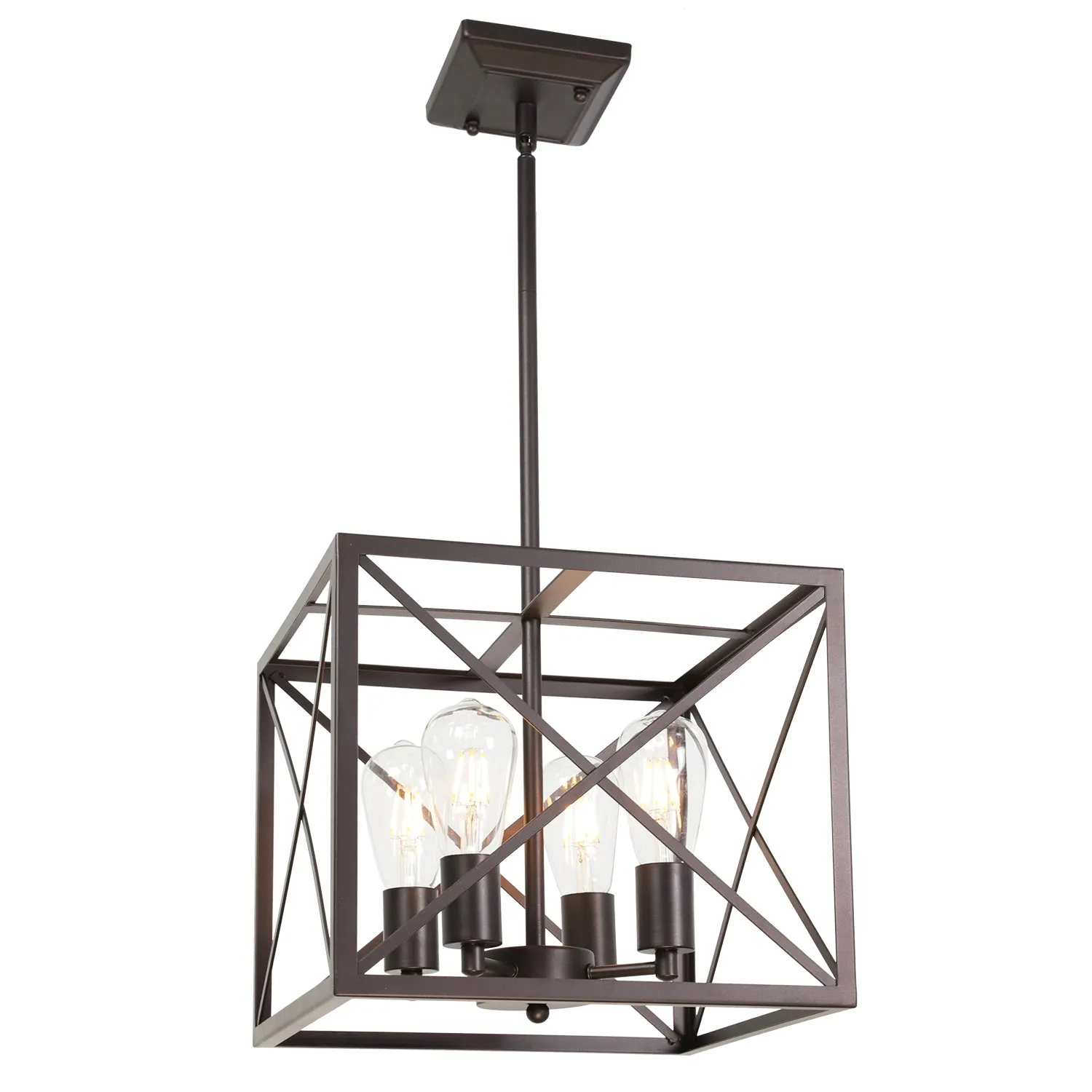 BONLICHT Industrial Rustic Chandelier Lamp 4-Light Farmhouse Pendant Light Oil Rubbed Bronze Finish