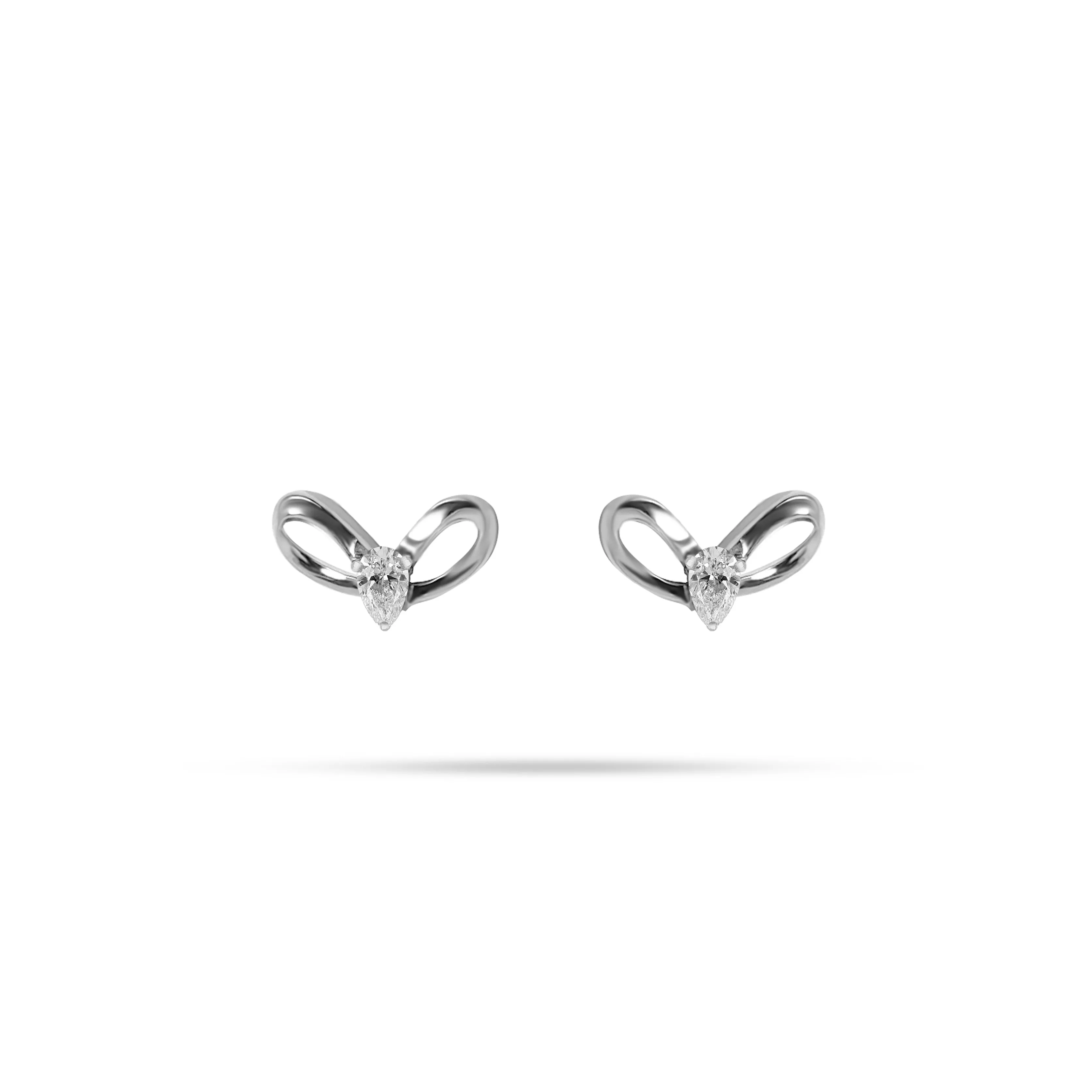 Bow Shaped Pear Diamond Earrings