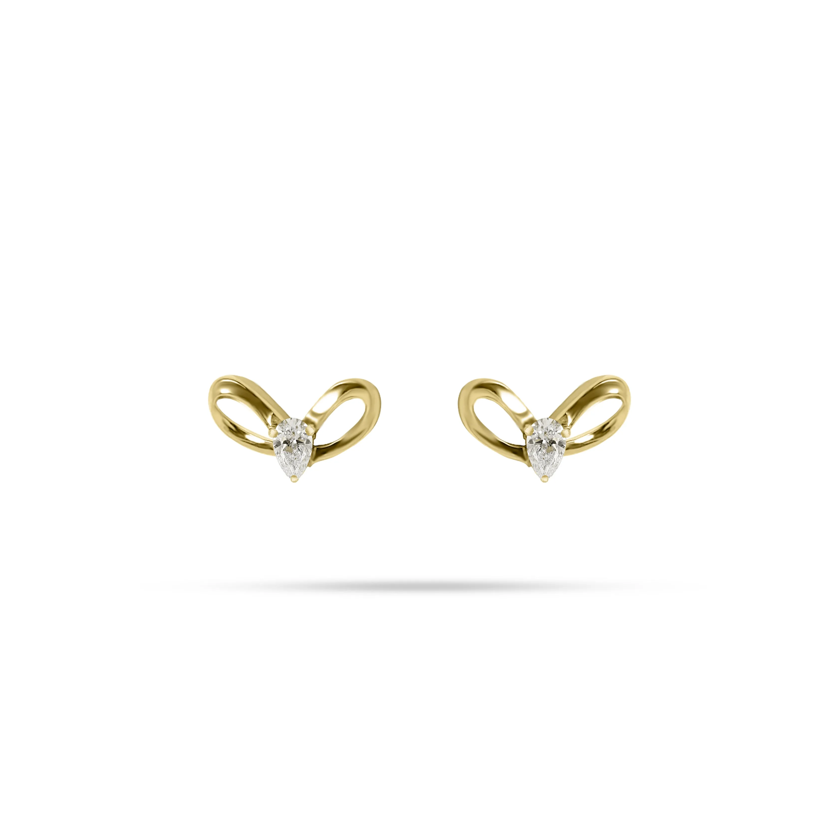 Bow Shaped Pear Diamond Earrings