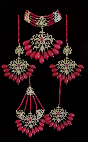 BR19 Niya choker set in red beads ( READY TO SHIP )