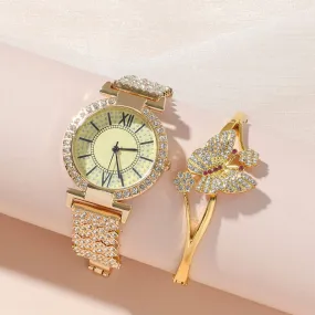 Bracelet Full Diamond Women's Luxury Elegant Gold Watch