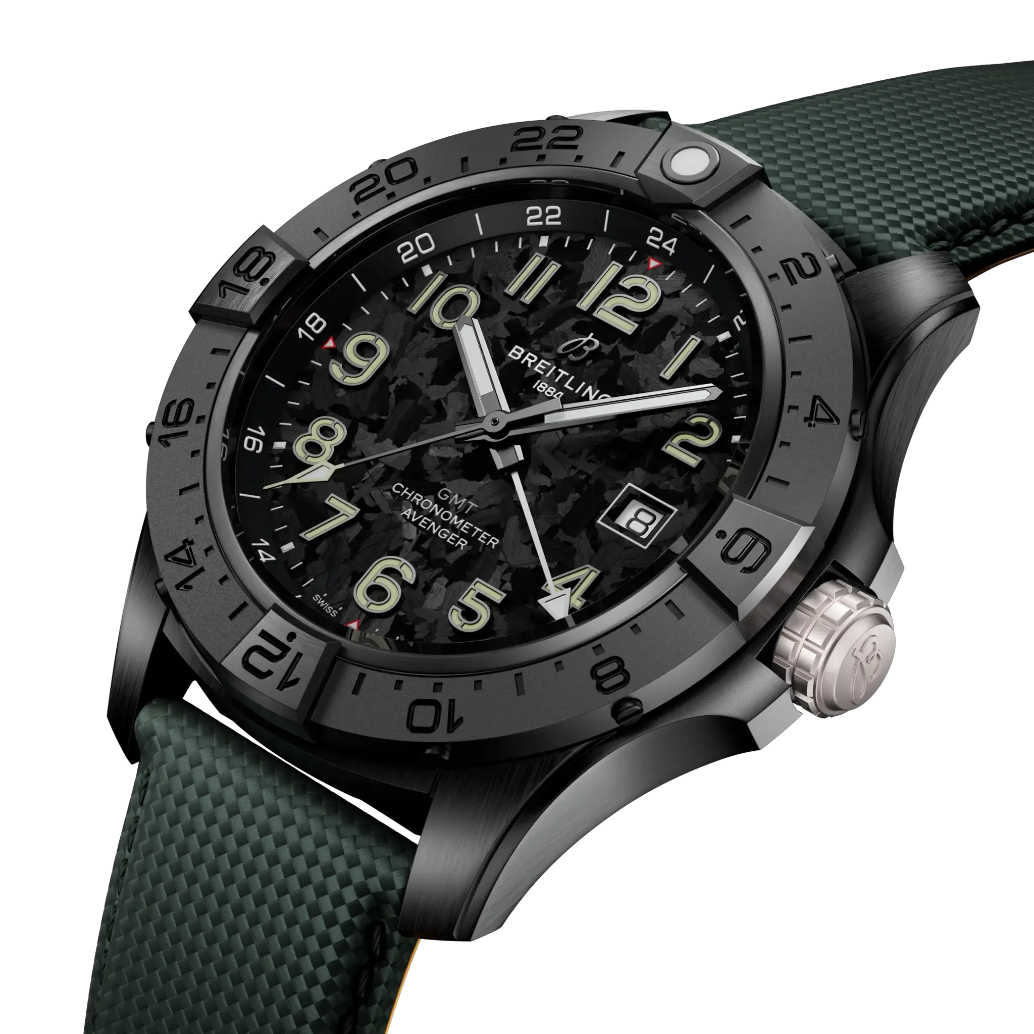 Breitling Avenger Automatic GMT 44 Night Mission Watch with Leather Strap