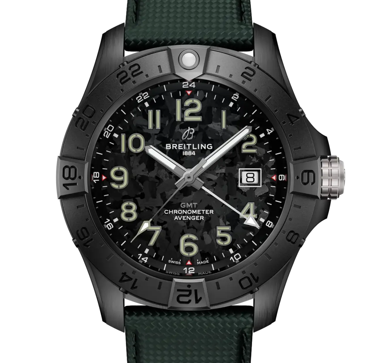 Breitling Avenger Automatic GMT 44 Night Mission Watch with Leather Strap