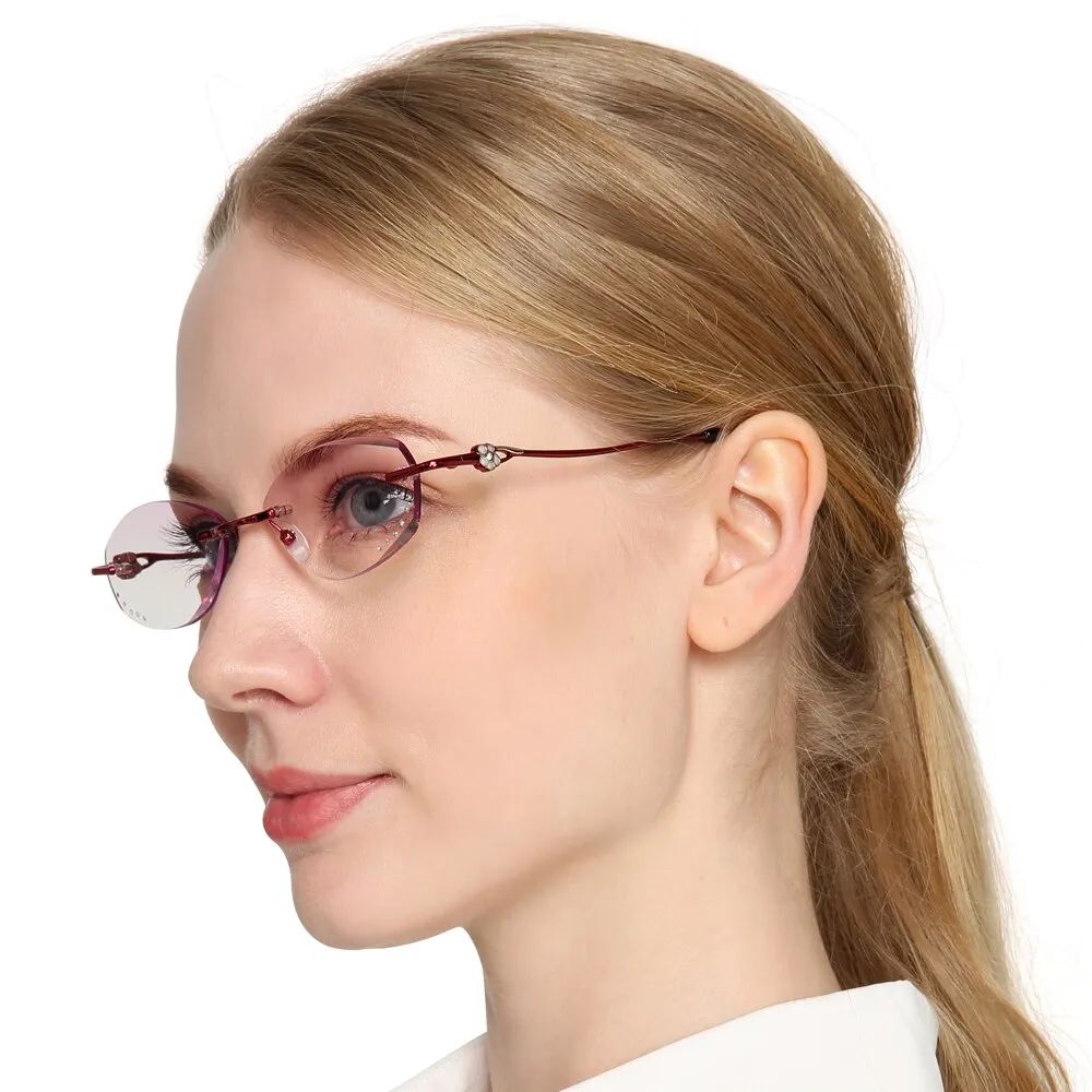 Brightzone Women's Rimless Square Alloy Reading Glasses D224