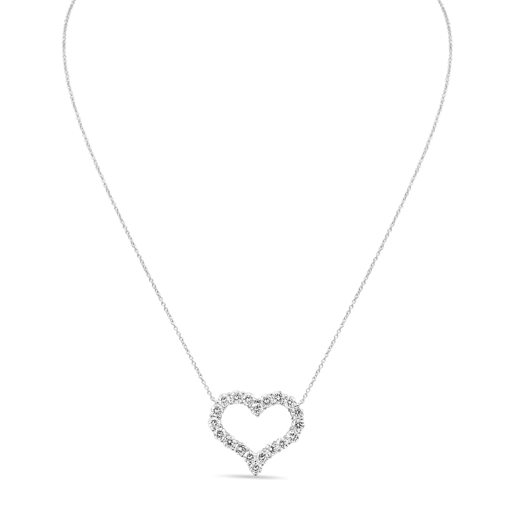 Brilliant Cut Diamond Set Tiffany Heart Pendant Necklace - Platinum