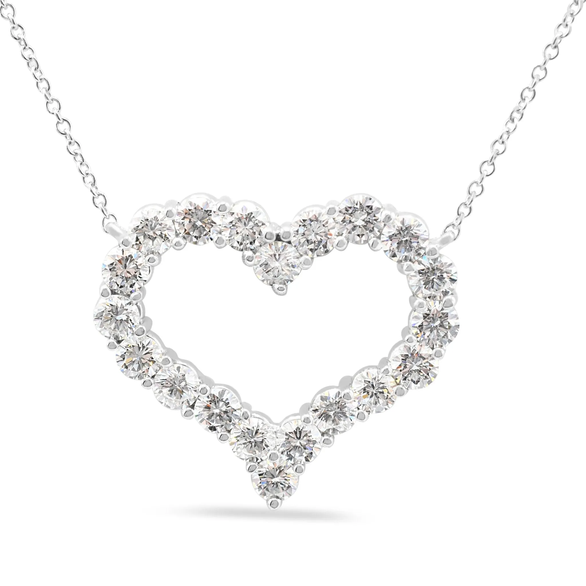 Brilliant Cut Diamond Set Tiffany Heart Pendant Necklace - Platinum