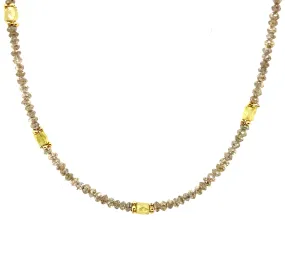 Brown & Yellow Diamond Barrel Necklace