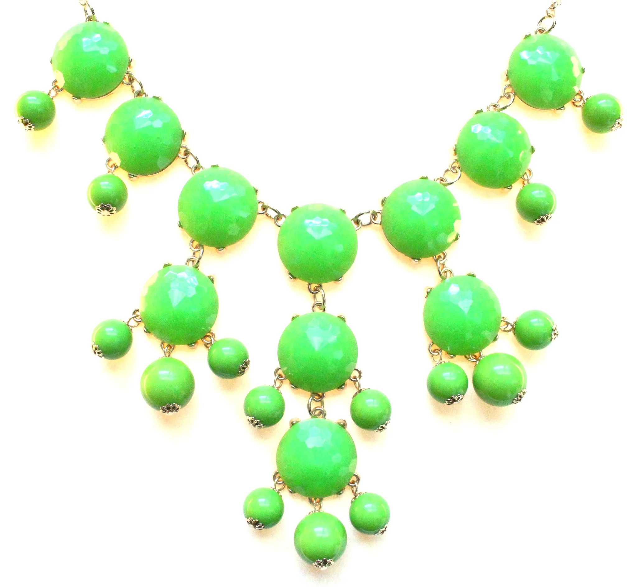 Bubble JEWELED Statement Necklace- Lime Green