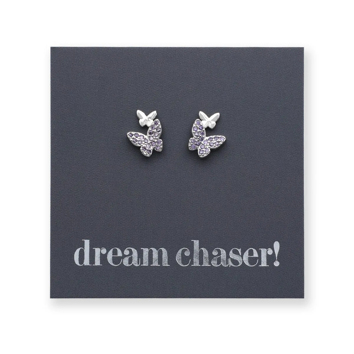 BUTTERFLY DEAM - Sterling Silver Stud with purple CZ - Dream Chaser! (9914-S)