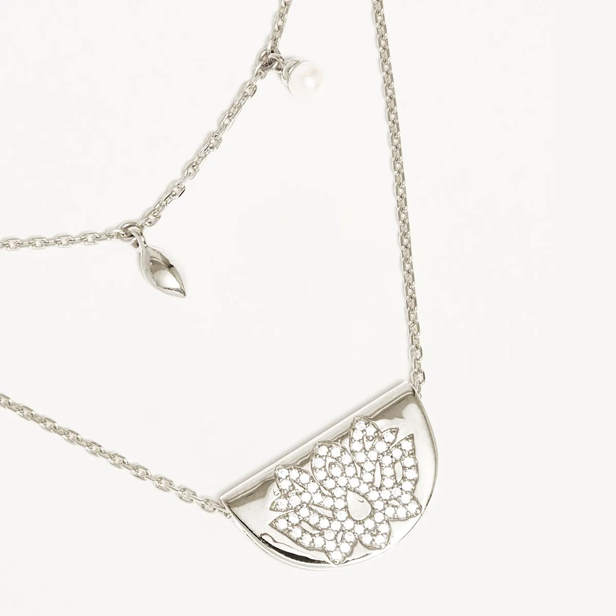 By Charlotte Live in Peace Lotus Necklace, Silver