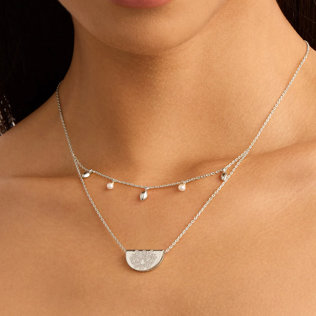 By Charlotte Live in Peace Lotus Necklace, Silver