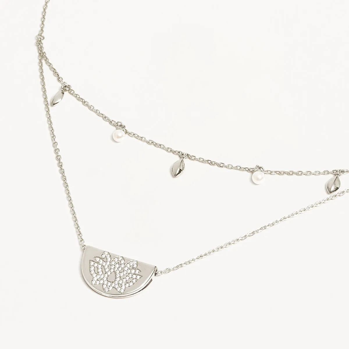 By Charlotte Live in Peace Lotus Necklace, Silver