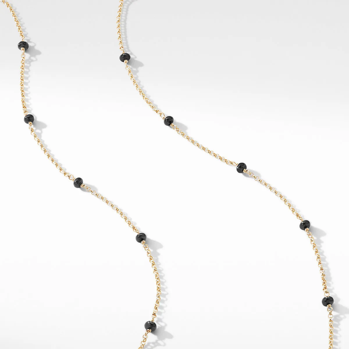 Cable Collectibles Bead and Chain Necklace in 18K Yellow Gold with Black Spinels