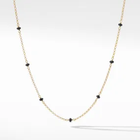 Cable Collectibles Bead and Chain Necklace in 18K Yellow Gold with Black Spinels