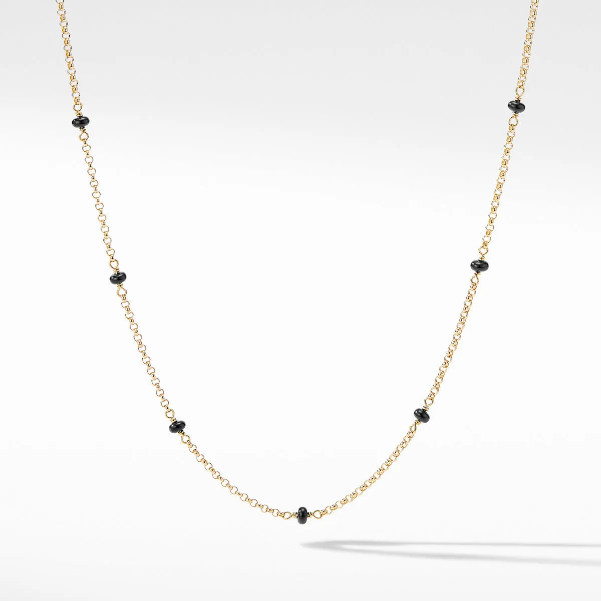 Cable Collectibles Bead and Chain Necklace in 18K Yellow Gold with Black Spinels