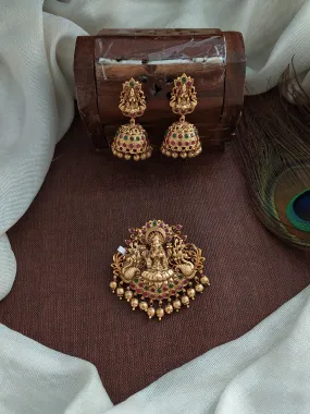 Captivating Goddess Lakshmi Ji Antique Pendant Set