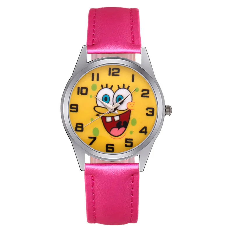 Cartoon Pretty Style Children's Women's Students Girls Boys Quartz Leather Silicone Strap Wrist Watches