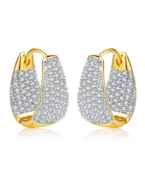 Casual Zircon 14K Gold Beautiful Hoop Earrings