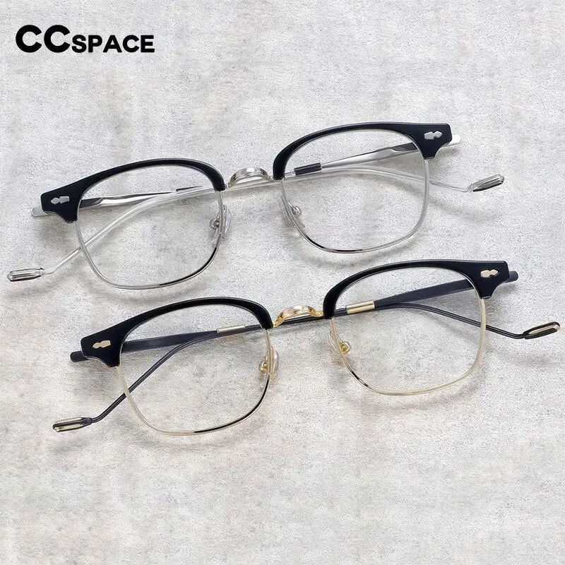 CCspace Women's Full Rim Square Alloy Acetate Reading Glasses R49425