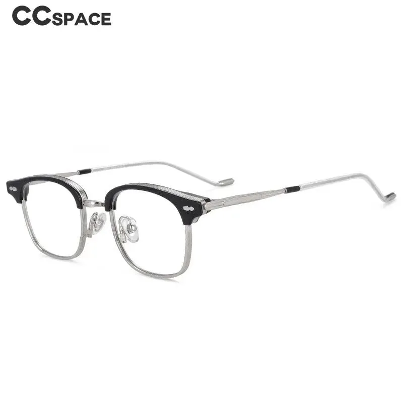 CCspace Women's Full Rim Square Alloy Acetate Reading Glasses R49425