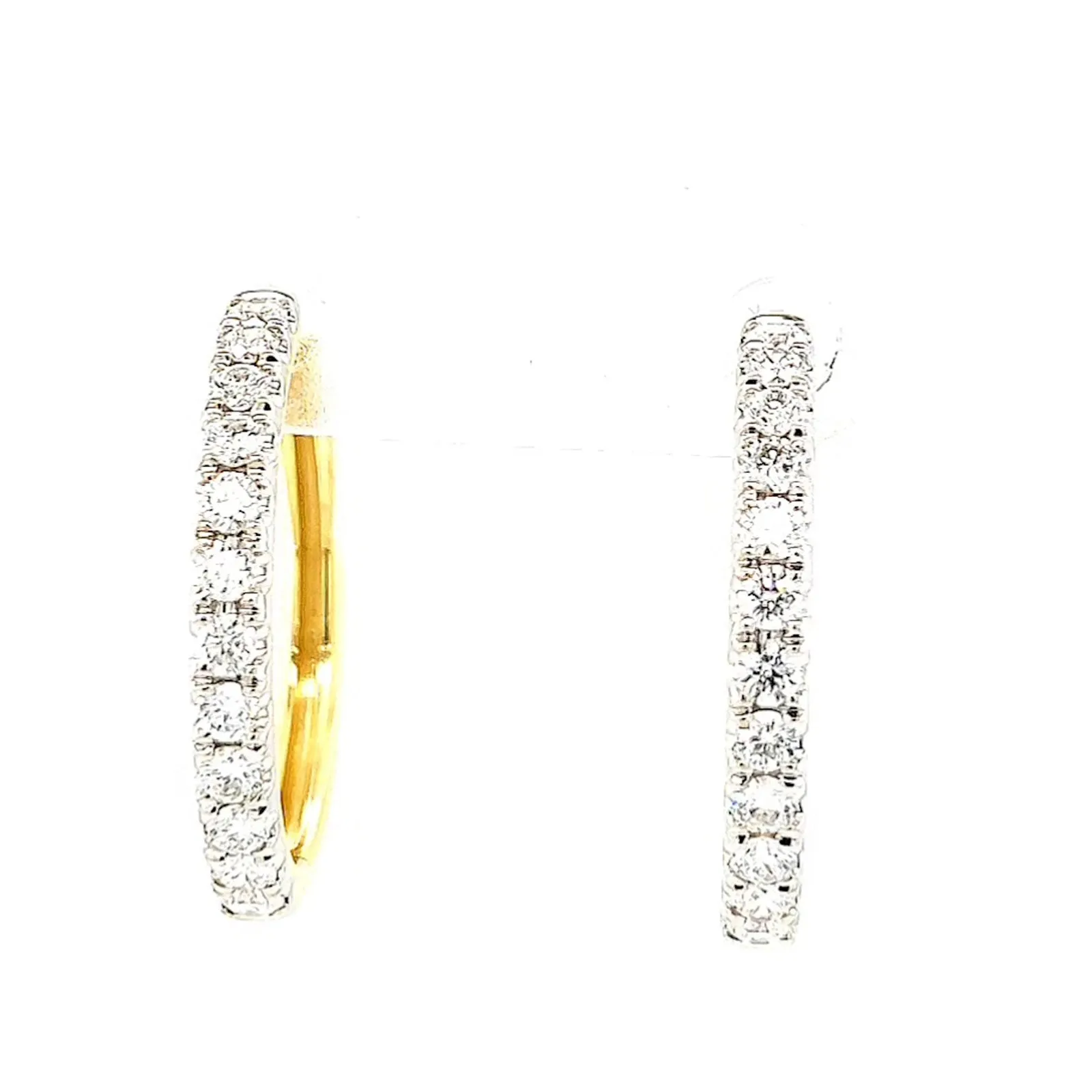 Celebration 9ct Two Tone Gold Round Brilliant Cut 3/4 CARAT tw of Lab Grown Diamonds Huggie Earrings