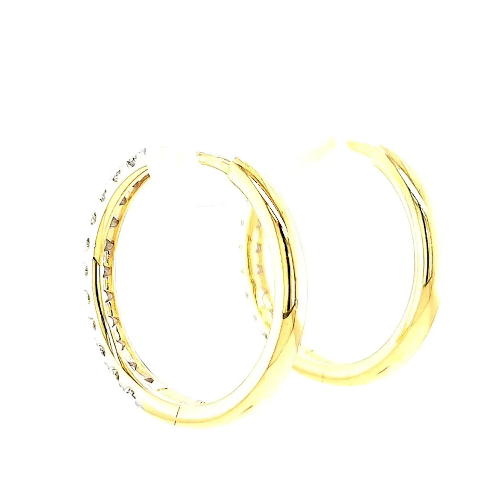 Celebration 9ct Two Tone Gold Round Brilliant Cut 3/4 CARAT tw of Lab Grown Diamonds Huggie Earrings