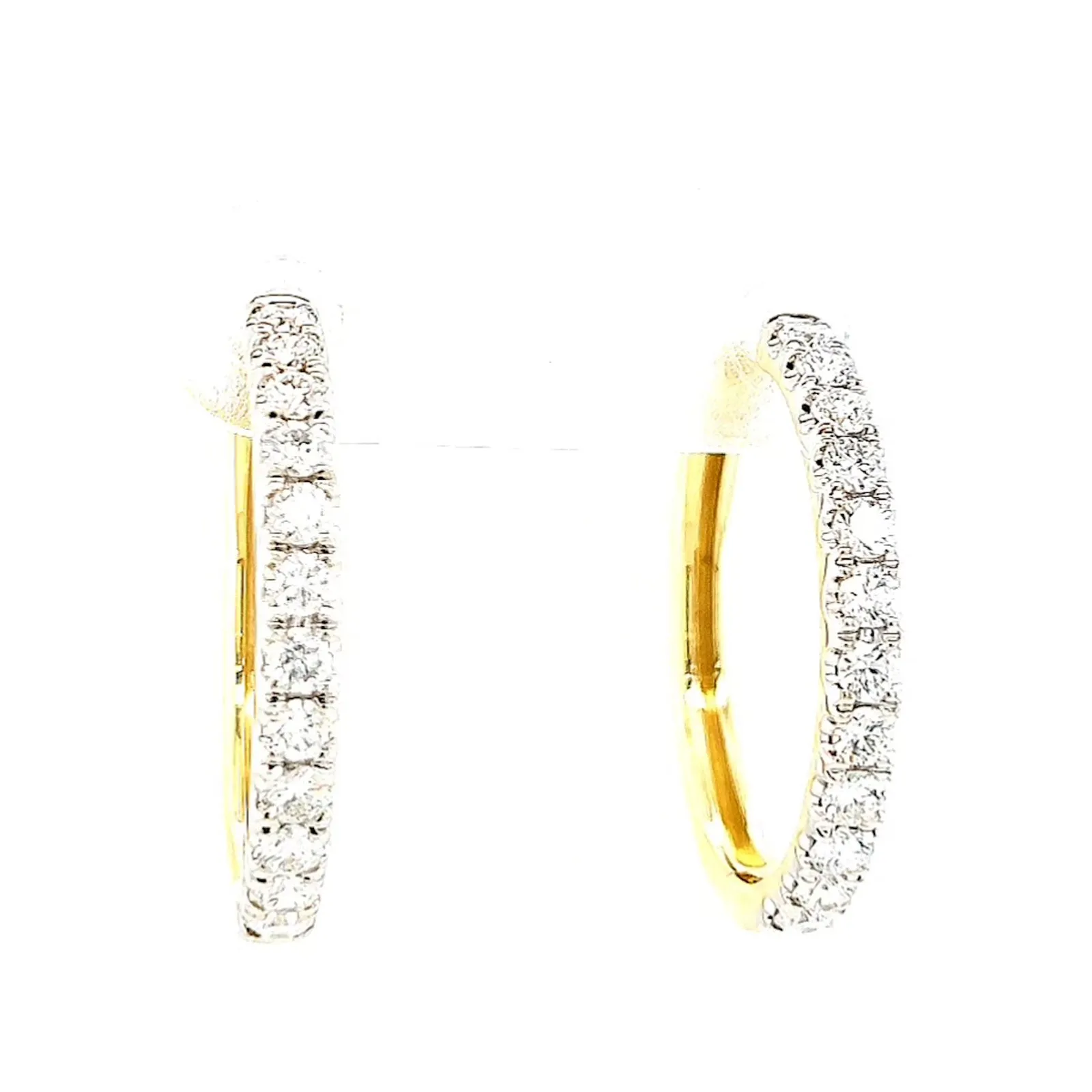 Celebration 9ct Two Tone Gold Round Brilliant Cut 3/4 CARAT tw of Lab Grown Diamonds Huggie Earrings