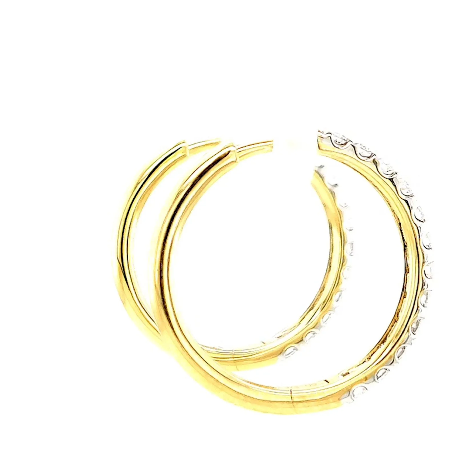 Celebration 9ct Two Tone Gold Round Brilliant Cut 3/4 CARAT tw of Lab Grown Diamonds Huggie Earrings