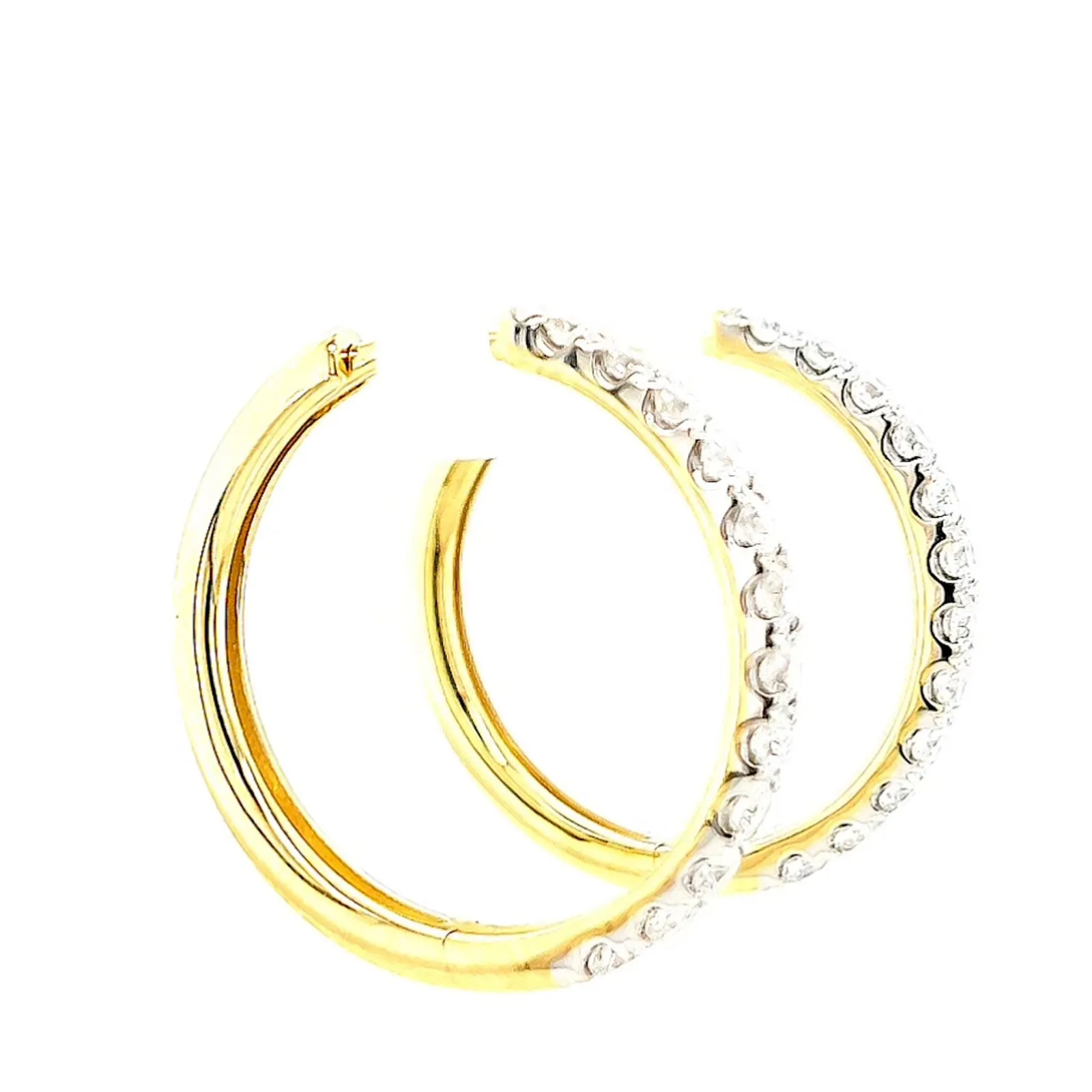 Celebration 9ct Two Tone Gold Round Brilliant Cut 3/4 CARAT tw of Lab Grown Diamonds Huggie Earrings