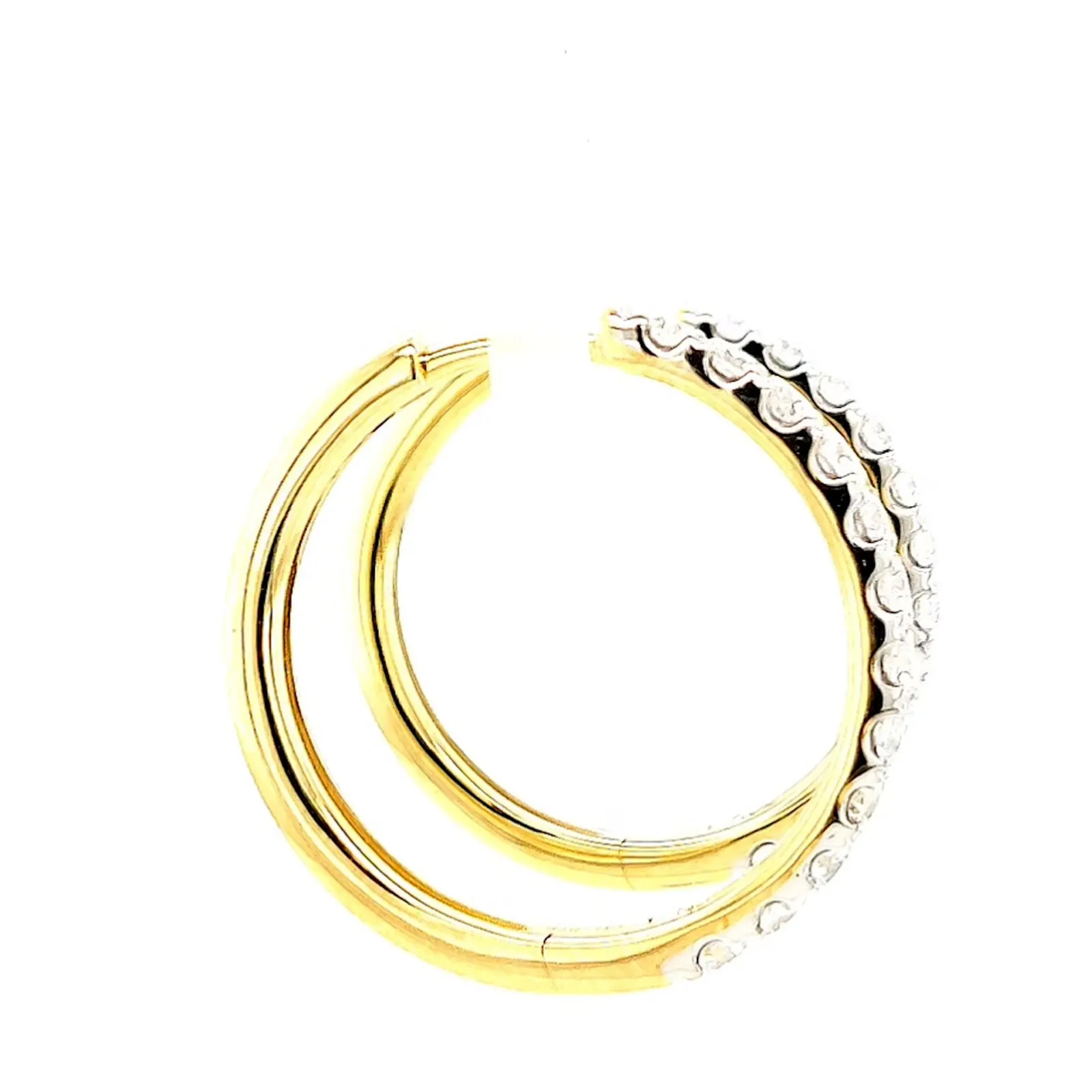 Celebration 9ct Two Tone Gold Round Brilliant Cut 3/4 CARAT tw of Lab Grown Diamonds Huggie Earrings