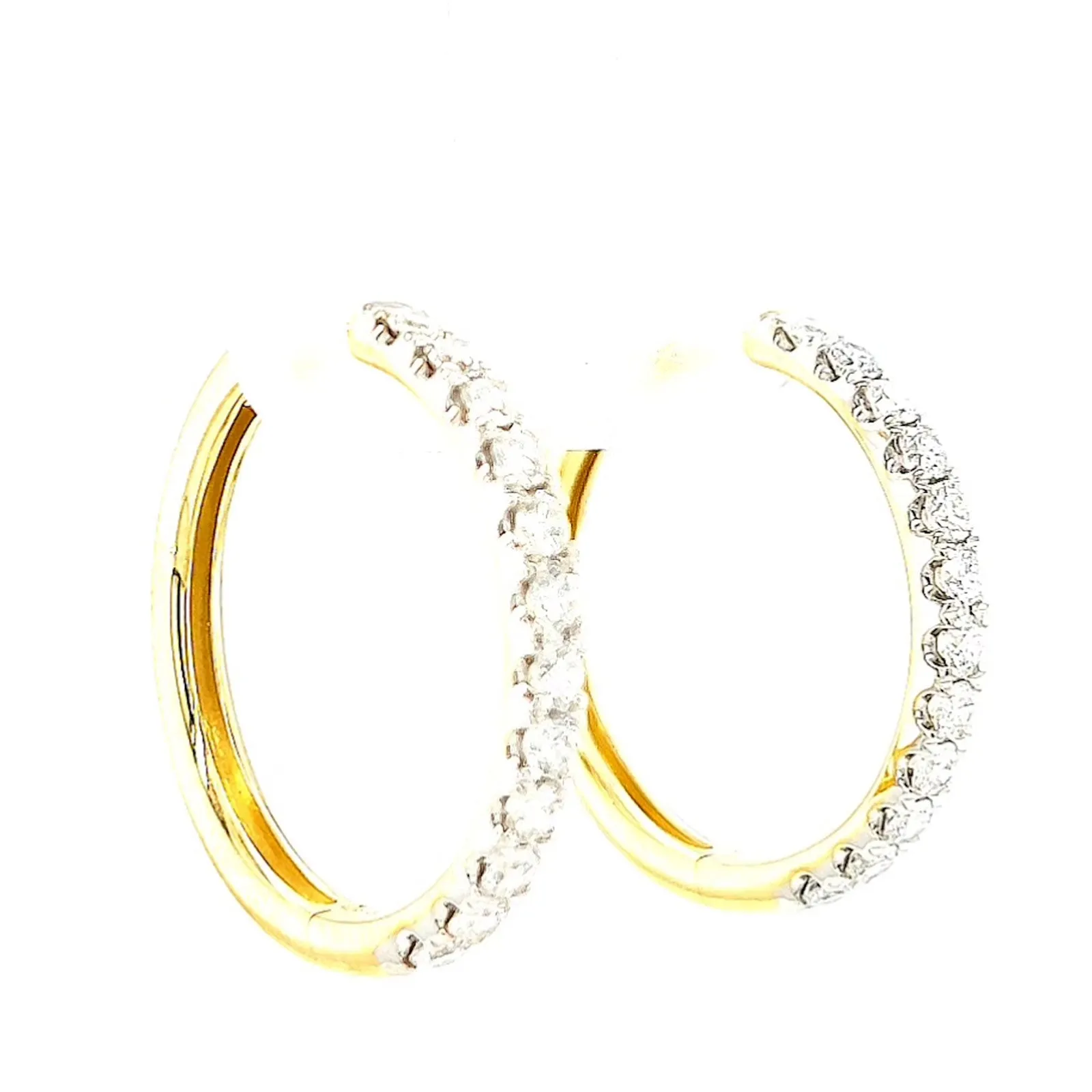 Celebration 9ct Two Tone Gold Round Brilliant Cut 3/4 CARAT tw of Lab Grown Diamonds Huggie Earrings